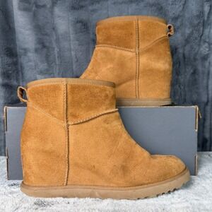 UGG Classic Femme Mini Wedge Boots Womens 8.5 Chestnut Suede 1104609